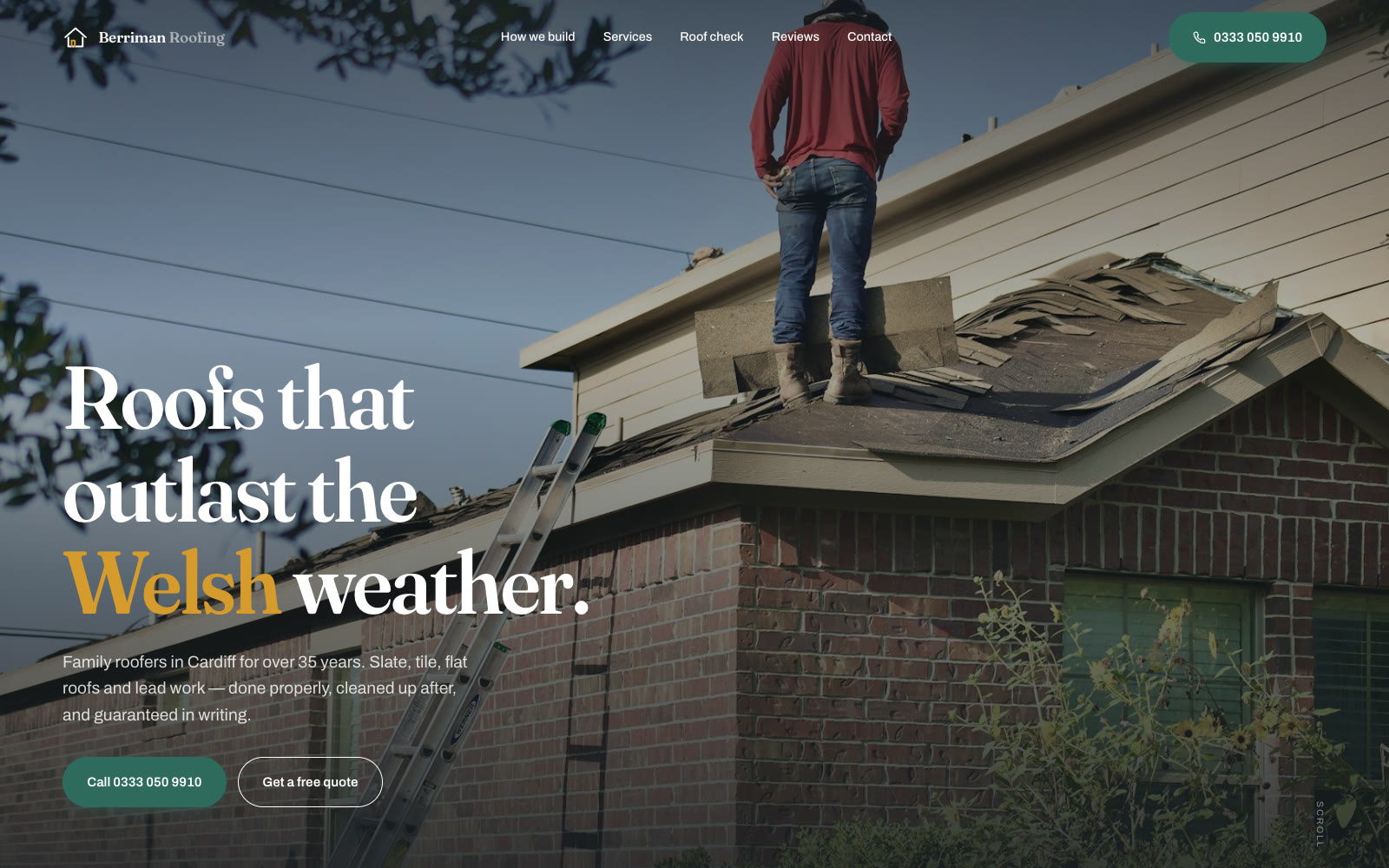 The finished Berriman Roofing website